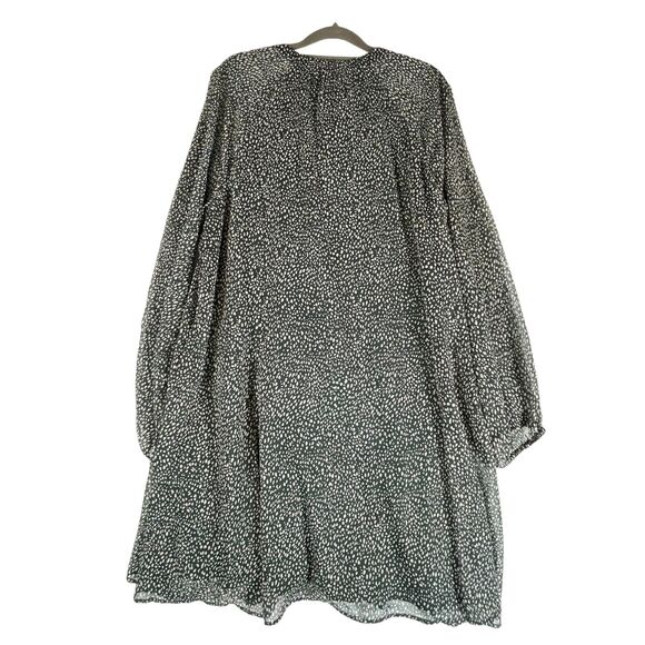 Joie Green Animal Print Short Dress Balloon Sleeve Womens SIZE XL Tunic Ditsy - Picture 6 of 13